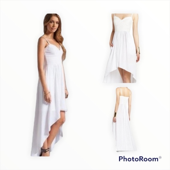 NEW BCBG MAXAZRIA White Annamae Bustier Hi Low Cocktail Dress Size XS - Picture 1 of 9